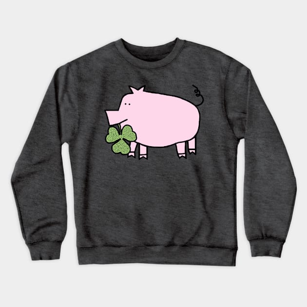 Cute Pig Holding Shamrock for St Patricks Day Crewneck Sweatshirt by ellenhenryart